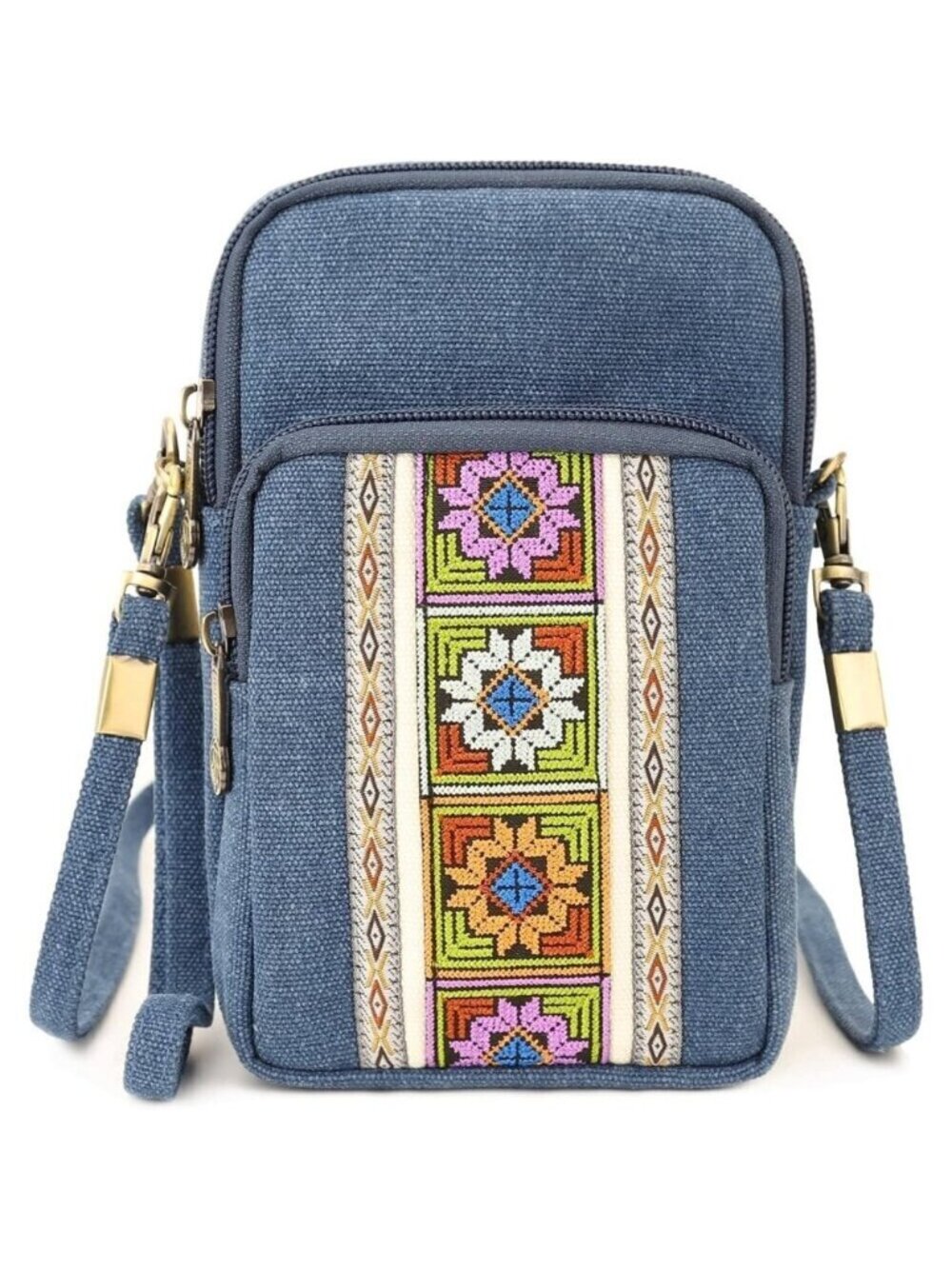 Women's Navy Blue Vintage Embroidered Cute Mini Cross Body Bag Small Handbags